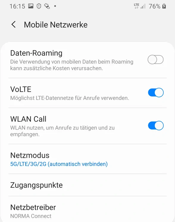 VoLTE und Wifi Calling bei Norma Connect kostenlos mit dabei