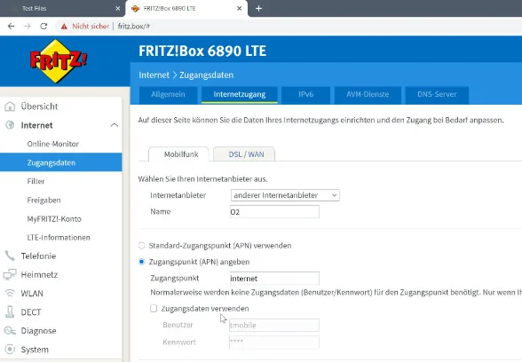 APN für Freenet FUNK in der FritzBox eintragen